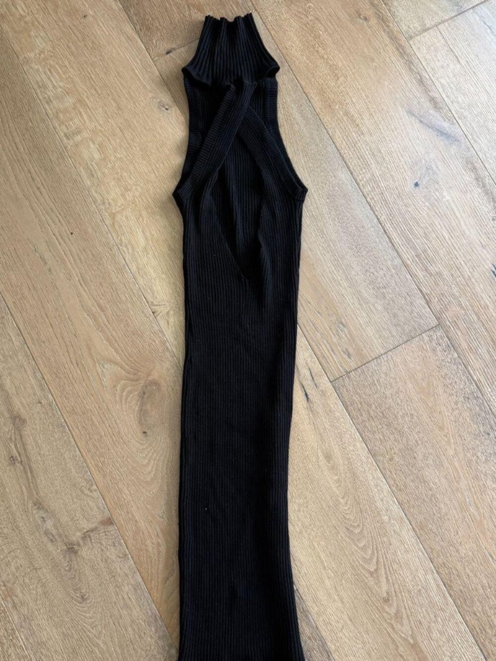 NWOT Primi Black Ribbed Open Back Turtleneck Knit Dress | Womens S | Like New!